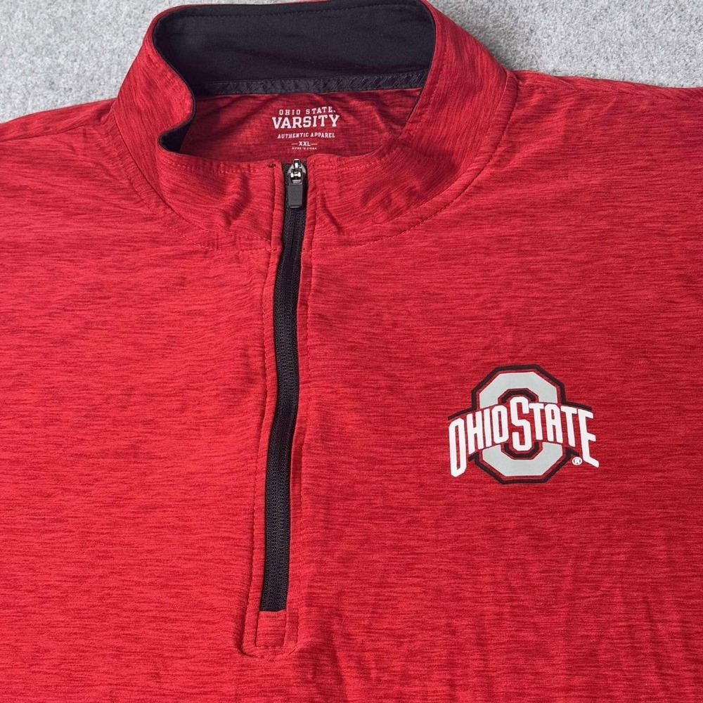 Ohio State Buckeyes‎ Long Sleeve Red Quarter Zip Men's Pullover Size XXL